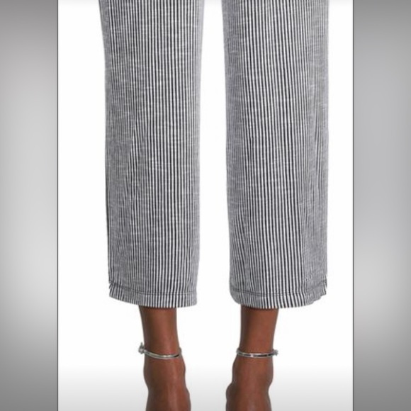 MAX STUDIO STRIPED TIE WAIST SLEEVES CROP JUMPSUIT SIZE S COLOR WHITE/BLUE NWT - Picture 9 of 11